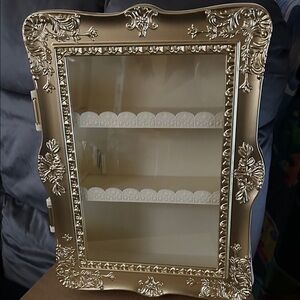 Elegant Gold Wall or Shelf  Cabinet (new in box)